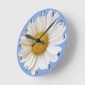 Big White Daisy over Light Blue Ronde Klok (Hoek)