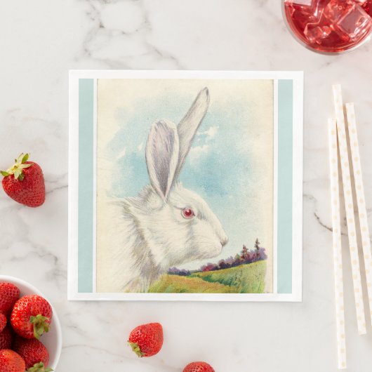 Big White Easter Rabbit Light Blue Servet (Insitu)
