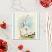Big White Easter Rabbit Light Blue Servetten (Insitu)