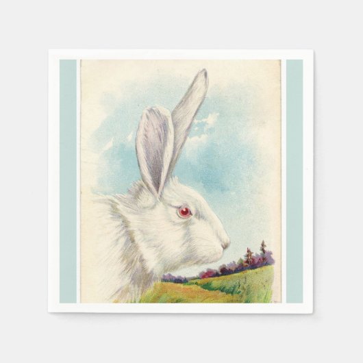 Big White Easter Rabbit Light Blue Servetten (Voorkant)