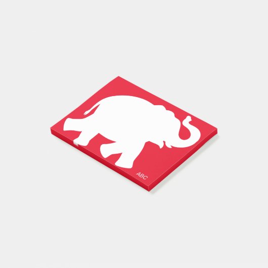 Big White Elephant Silhouette op Red Post-it® Notes (Schuin)