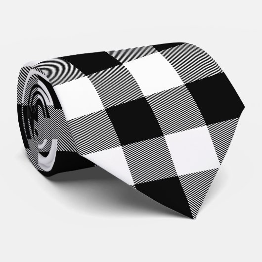 Big White en Black Buffalo Check Stropdas (Opgerold)