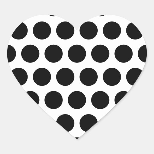 Big White en Black Polka Dots Hart Sticker (Voorkant)