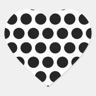Big White en Black Polka Dots Hart Sticker