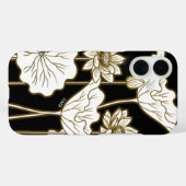 Big White Flowers op Black met Khaki Trim Case-Mate iPhone Case (Achterkant (horizontaal))