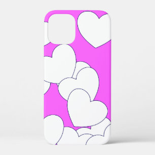Big White Hearts over opvallende roze Case-Mate iPhone Case