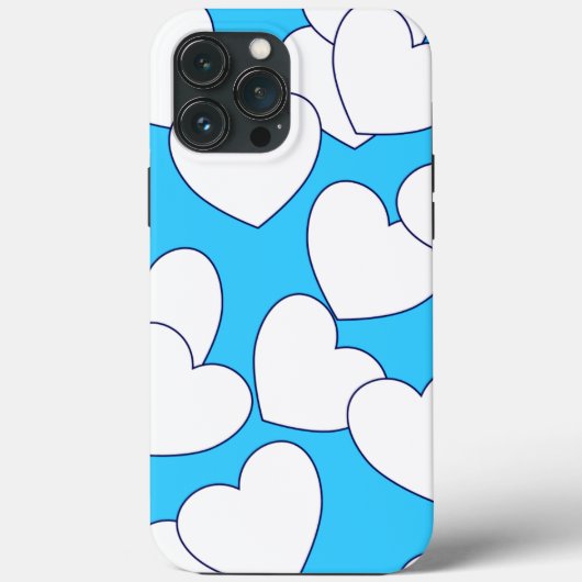 Big White Hearts over prachtig blauw Case-Mate iPhone Case (Achterkant)