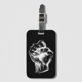Big White Linocut-style Fist Illustration Bagagelabel (Voorkant (verticaal))