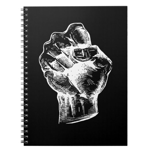 Big White Linocut-style Fist Illustration Notitieboek (Voorkant)