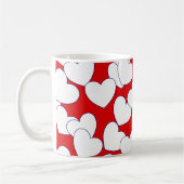 Big White Love Heart op Red Koffiemok (Links)