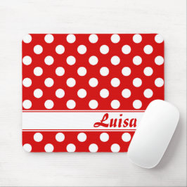Big White poka stipt op Red Custom Name Sjabloon Muismat