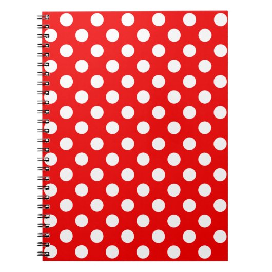 Big White Polka Dots on Flashy Red Notitieboek (Voorkant)