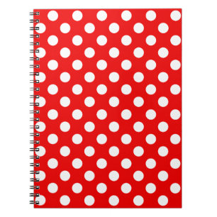 Big White Polka Dots op Flashy Red notebook Notitieboek