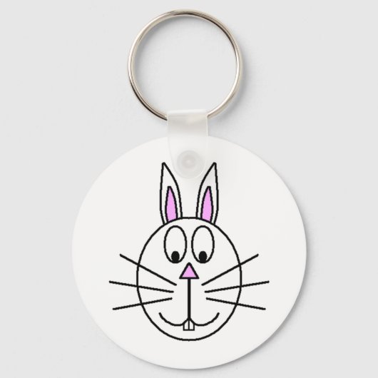 Big White Rabbit cartoon tekening Sleutelhanger (Voorkant)