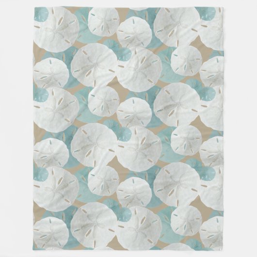 Big White Sand Dollars Pattern Beige Fleece Deken (Voorkant)