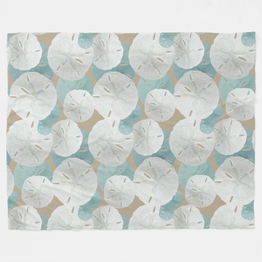 Big White Sand Dollars Pattern Beige Fleece Deken (Voorkant (Horizontaal))