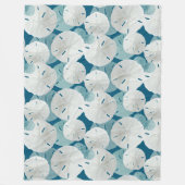 Big White Sand Dollars Pattern Blue Fleece Deken (Voorkant)