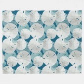 Big White Sand Dollars Pattern Blue Fleece Deken (Voorkant (Horizontaal))