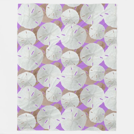 Big White Sand Dollars Pattern Lavender Fleece Deken (Voorkant)