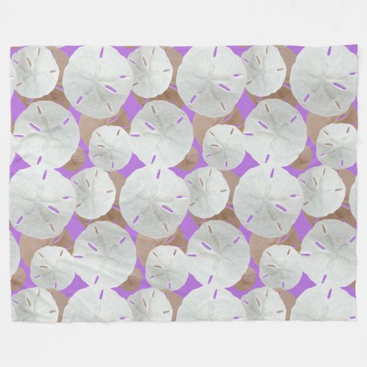 Big White Sand Dollars Pattern Lavender Fleece Deken (Voorkant (Horizontaal))