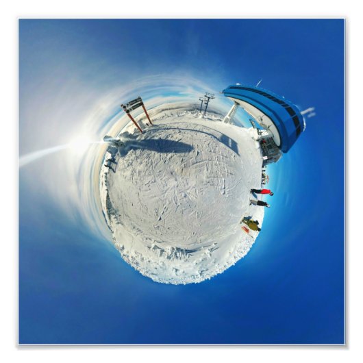 Big White Ski Hill Snow Wereldbol Tiny Planet Foto Afdruk (Voorkant)
