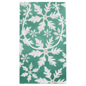 Big White Snowflakes Falling Green Background Klein Cadeauzakje (Achterkant)