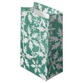 Big White Snowflakes Falling Green Background Klein Cadeauzakje