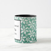 Big White Snowflakes Falling Green Background Mok (Midden)
