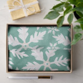 Big White Snowflakes Falling Green Background Tissuepapier (Geschenk)