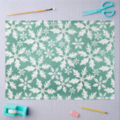 Big White Snowflakes Falling Green Background Tissuepapier (Craft)