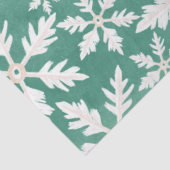 Big White Snowflakes Falling Green Background Tissuepapier (Detail)