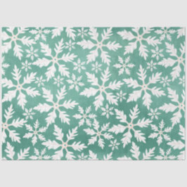 Big White Snowflakes Falling Green Background Tissuepapier