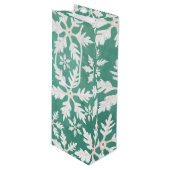 Big White Snowflakes Falling Green Background Wijn Cadeautas (Voorkant Gekanteld)