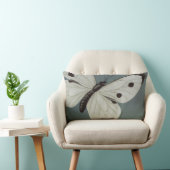 Big White/Turquoise Butterfly Blue Lumbar Pillow Kussen (Stoel)