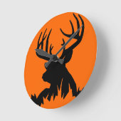BIG WHITETAIL BUCK WALL CLOCK RONDE KLOK (Hoek)
