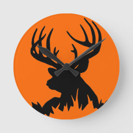 BIG WHITETAIL BUCK WALL CLOCK RONDE KLOK