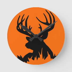 BIG WHITETAIL BUCK WALL CLOCK RONDE KLOK