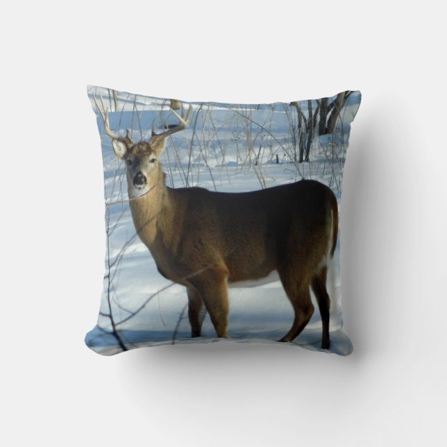 Big Whitetail Deer (Winter) Pillow Kussen (Voorkant)