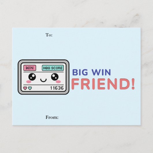 Big Win, Friend! Gaming Classroom Valentine Card Feestdagenkaart (Voorkant)