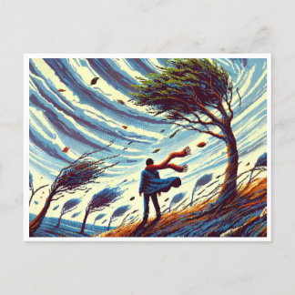 Big Wind Day Pixel Art Briefkaart – Retro Windy Sc
