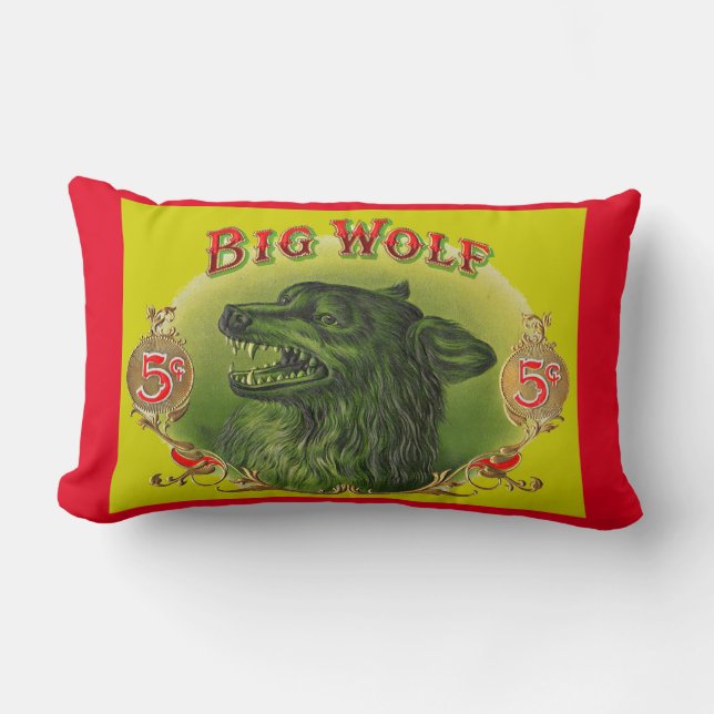 Big Wolf sigaar label print Kussen (Voorkant)