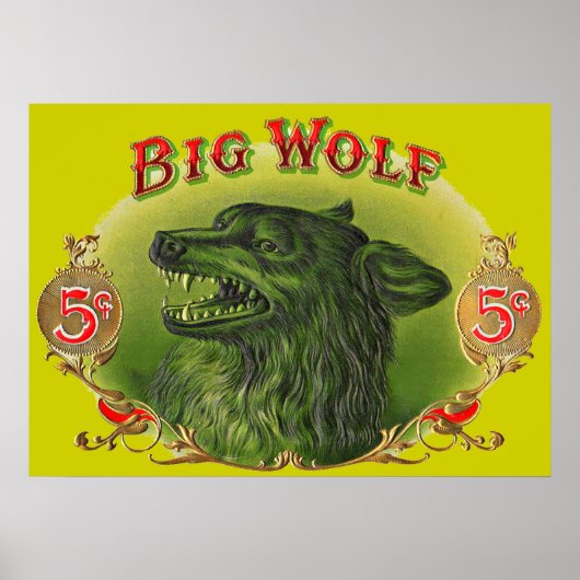 Big Wolf sigarenlabel Poster (Voorkant)
