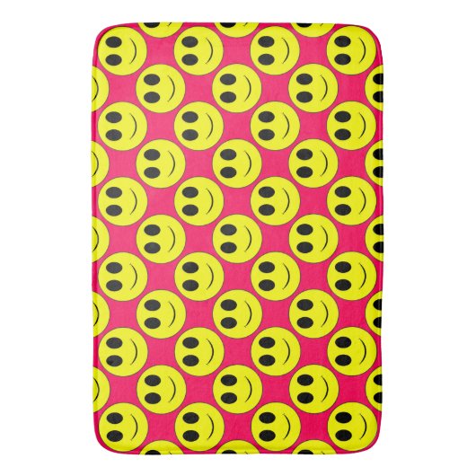 Big Yellow Allover, Hot Pink-Lg Bath Mat (Voorkant Verticaal)