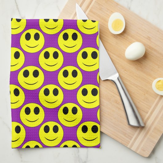 Big Yellow Allover Paars-Kitchen Towel Theedoek (Quarter Fold)