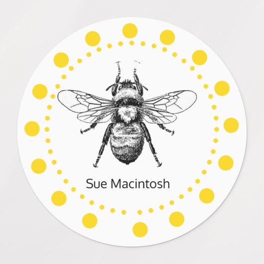 Big Yellow Bee Labels (Design 2)