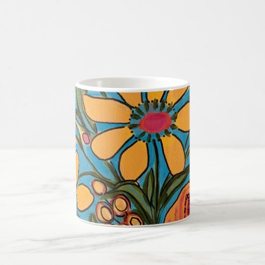 Big Yellow Blooms Bouquet Boho Koffiemok (Center)