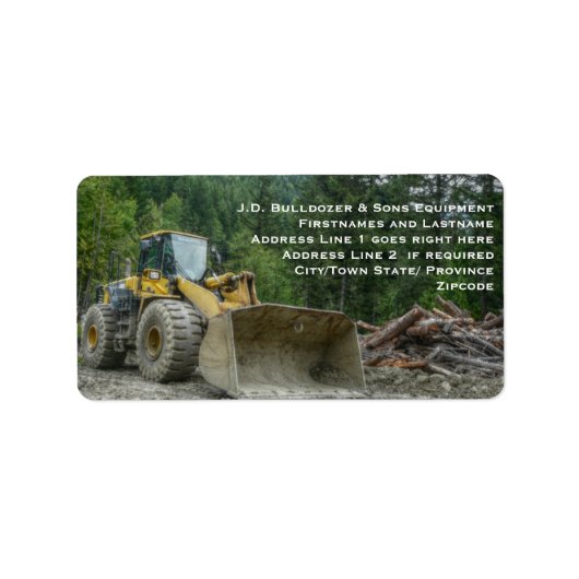 Big Yellow Bulldozer Tractor Heavy Equipment Etiket (Voorkant)