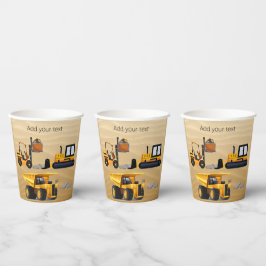 Big Yellow Construction Bulldozer Forklift Papieren Bekers