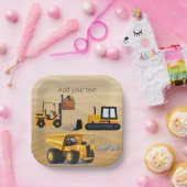 Big Yellow Construction Trucks, Birthday Papieren Bordje (Feest)