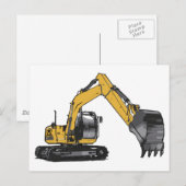 Big Yellow Excavator Briefkaart (Voorkant / Achterkant)